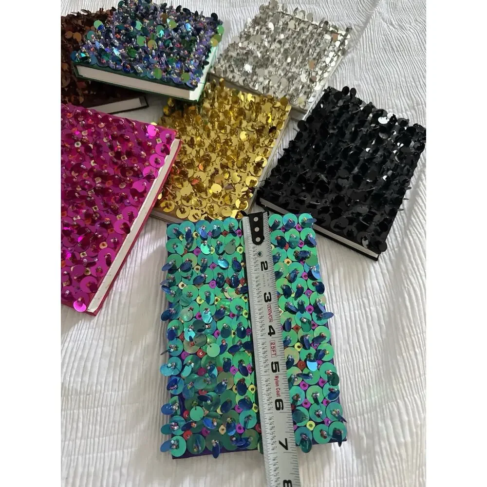 Lot of 7 Notebooks Journals Sequin Multicolor Diary Black Pink Silver Brown Gold